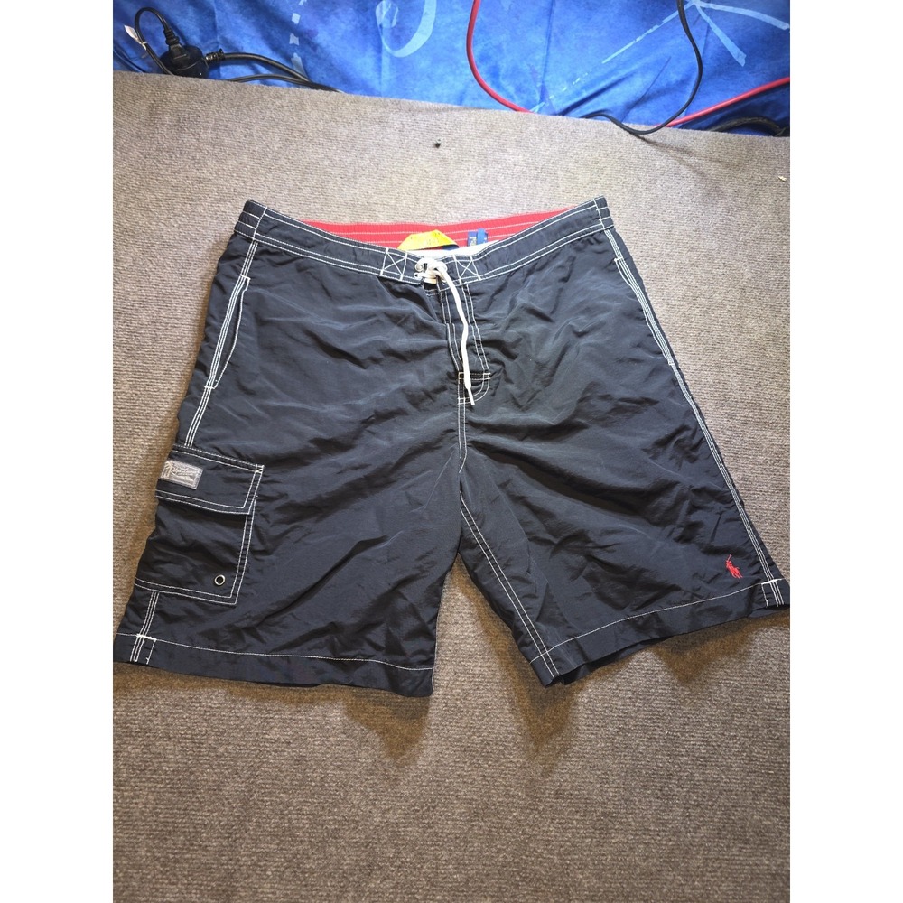 POLO RALPH LAUREN Men's Nylon Kailua Stretch Board Shorts Swim Trunks Mesh BLACK